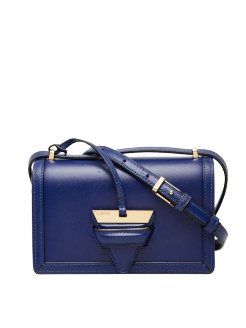 Loewe Barcelona Crossbody Shoulder Bag Blue Leather